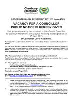 Casual Vacancy Notice April 2026