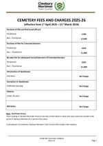 CMTC Cemetery Fees 2025-26
