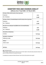CMTC Cemetery Fees 2026-27